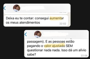 Depoimento: clientes pagando o valor ajustado sem questionar