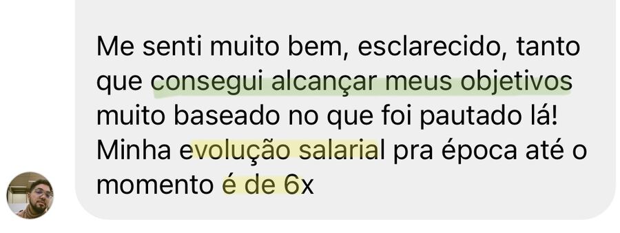 Depoimento: evolução salarial de 6x