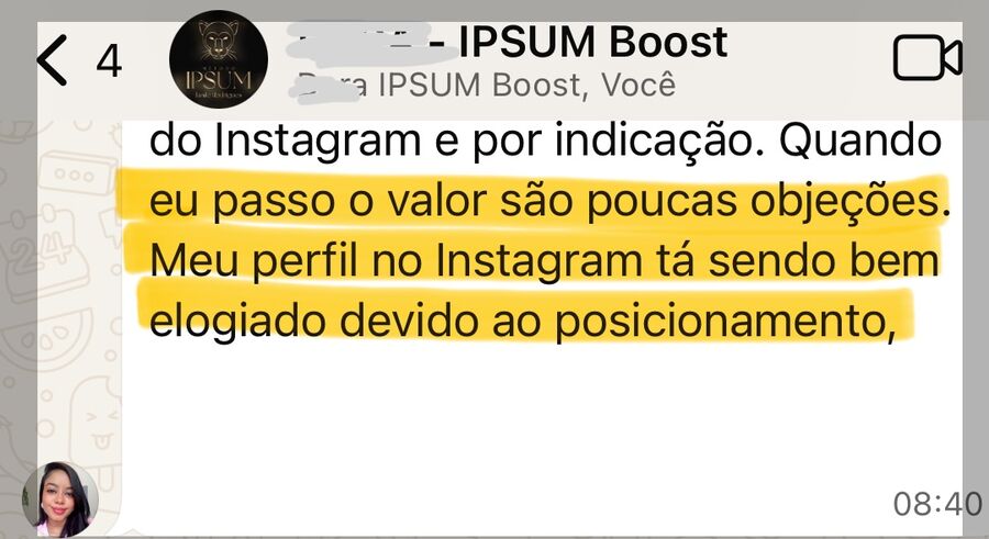 Depoimento: poucas objeções ao passar o valor